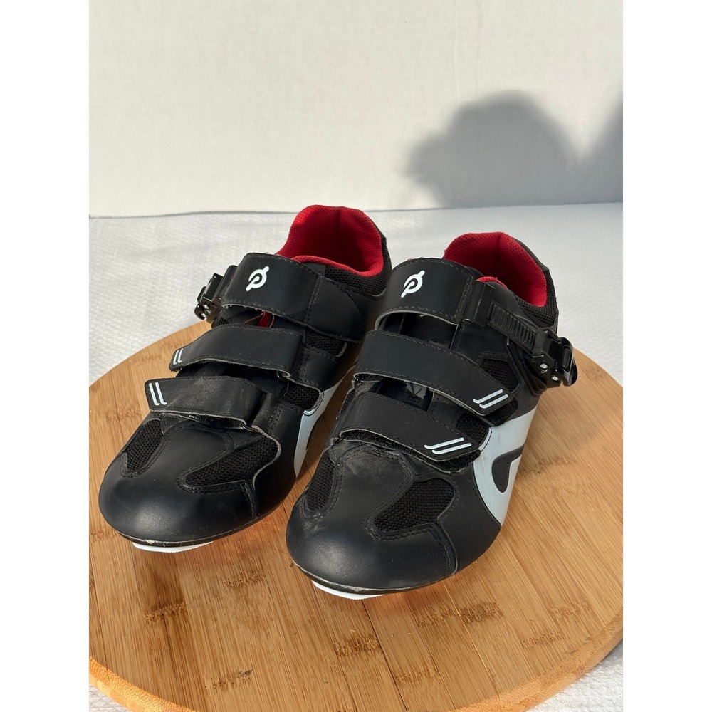 Peloton Mens Cycling Shoes Black White Red 45 EU Indoor Spin Cleats Included